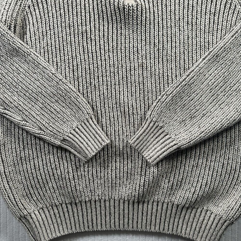 Bass Men’s Large Quarter Zip Pullover Sweater Beige Rib Knit - Picture 2 of 16